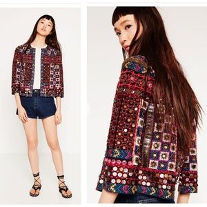 Zara Trafaluc Embroidered Handmade Beaded Boho Jacket